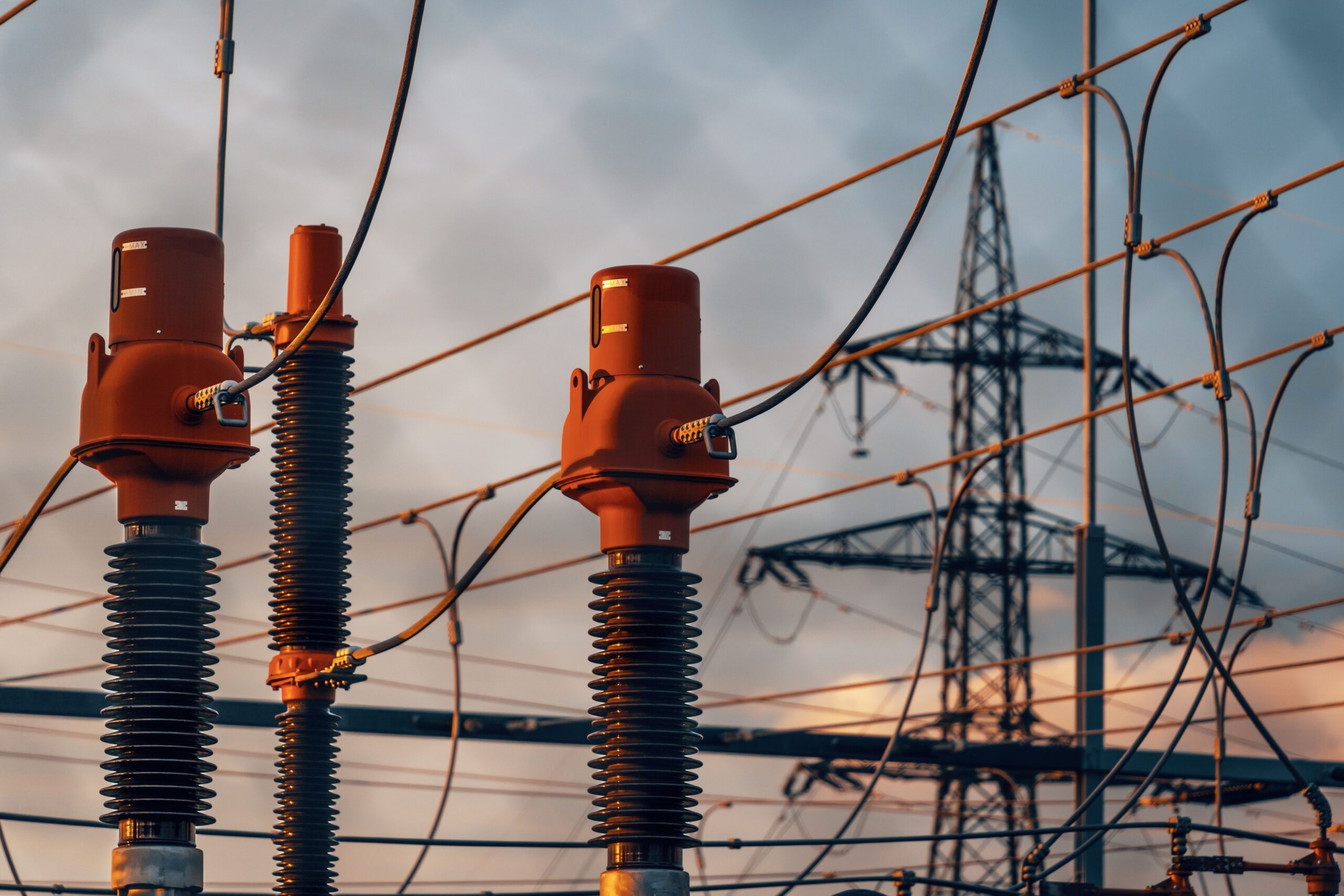 close up of power transformers